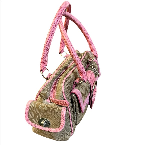 Vintage Coach Soho Buckle Carry All Satchel Pink Tan - Picture 3 of 15